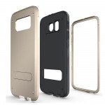 Wholesale Galaxy S6 Strong Armor Hybrid with Stand (Champagne Gold)